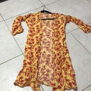 size 12 kids over top jacket yellow red flowers